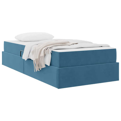 Letto con contenitore e materasso Blu Scuro 90 x 200 cm Velluto | homemem39