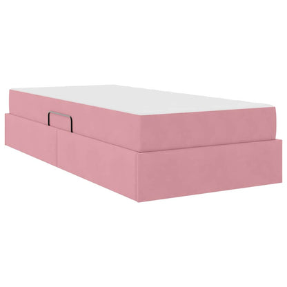 Letto con contenitore e materasso Rosa 90 x 200 cm Velluto | homemem39