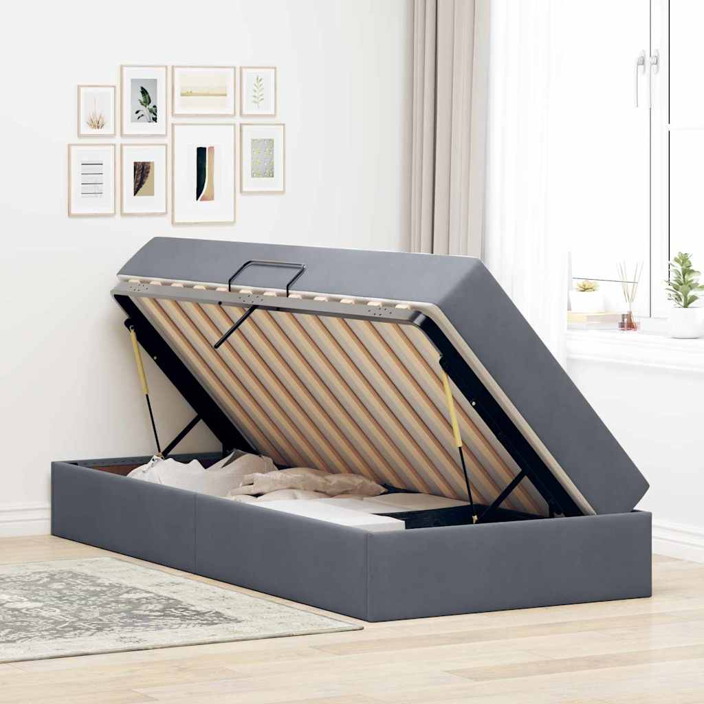 Letto con contenitore e materasso Grigio scuro 100 x 200 cm | homemem39