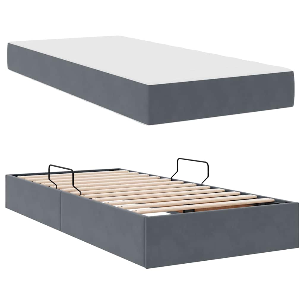 Letto con contenitore e materasso Grigio scuro 100 x 200 cm | homemem39