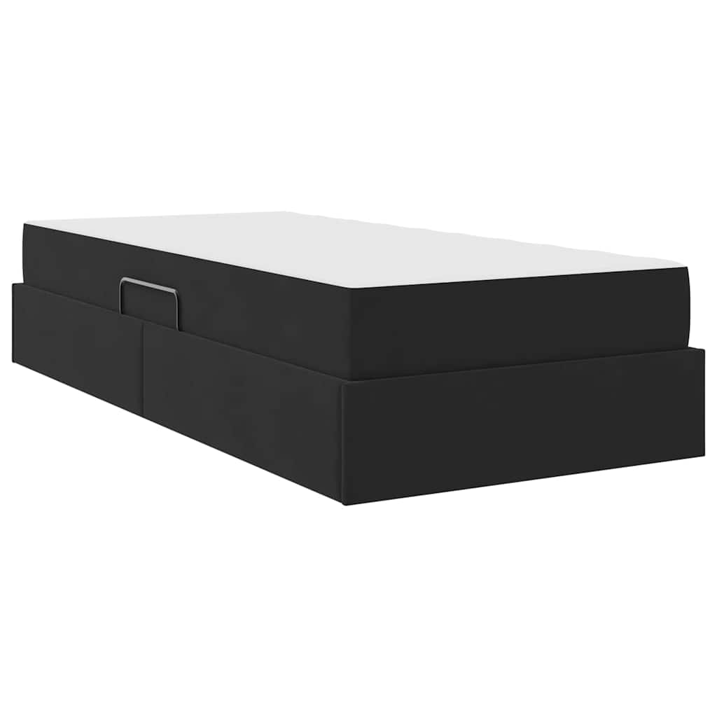 Letto con contenitore e materasso Nero 100 x 200 cm Velluto | homemem39