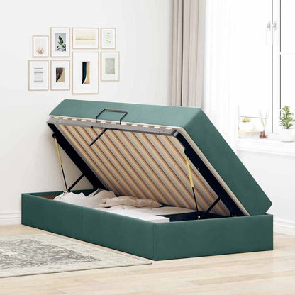Letto con contenitore e materasso Verde Scuro 100 x 200 cm | homemem39