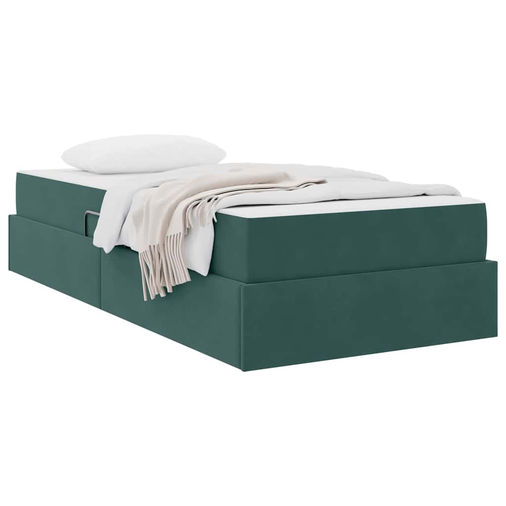 Letto con contenitore e materasso Verde Scuro 100 x 200 cm | homemem39