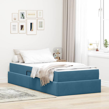 Letto con contenitore e materasso Blu Scuro 100 x 200 cm | homemem39