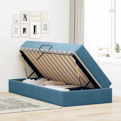 Letto con contenitore e materasso Blu Scuro 100 x 200 cm | homemem39