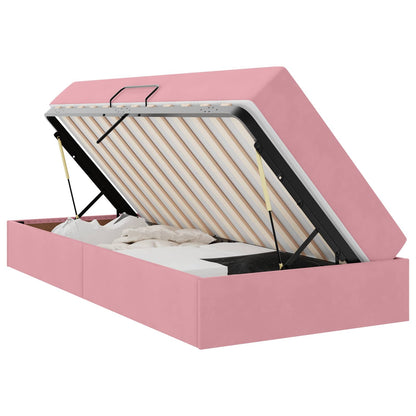 Letto con contenitore e materasso Rosa 100 x 200 cm Velluto | homemem39