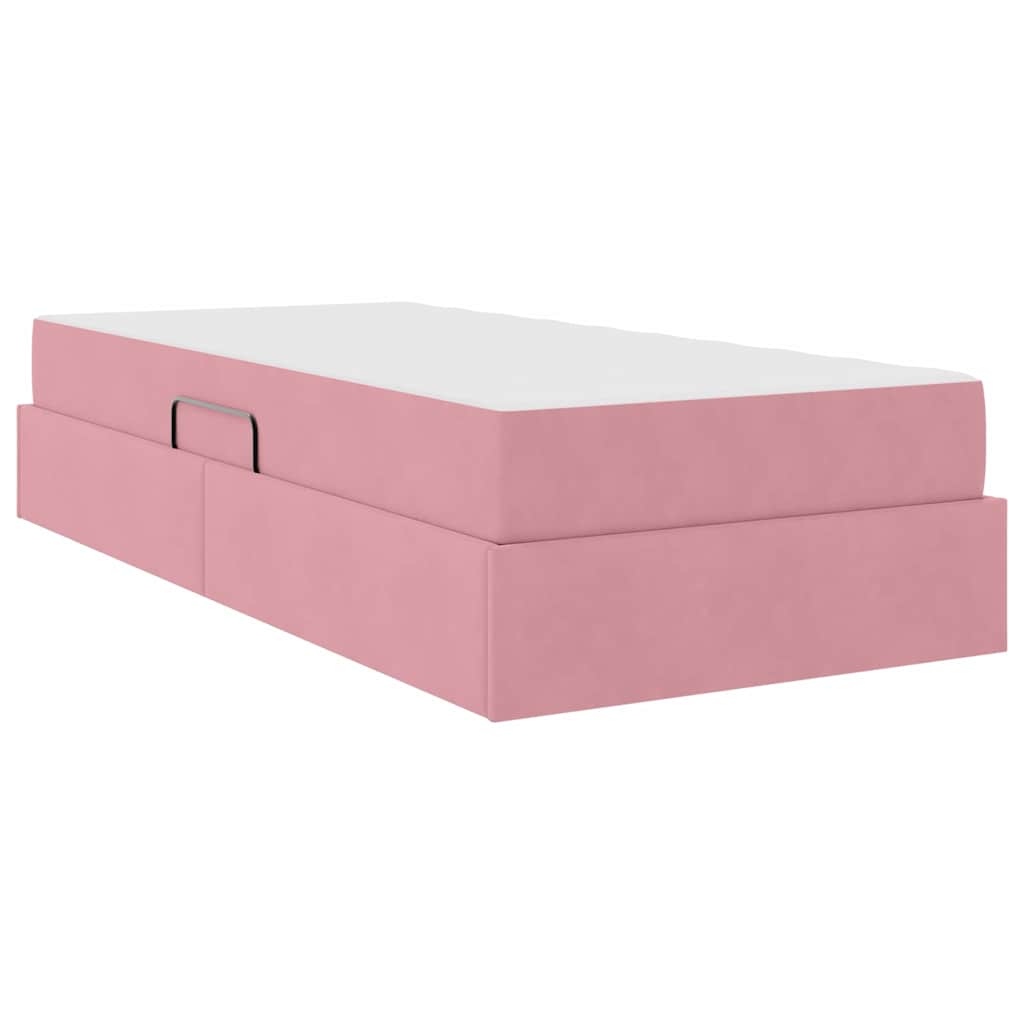 Letto con contenitore e materasso Rosa 100 x 200 cm Velluto | homemem39