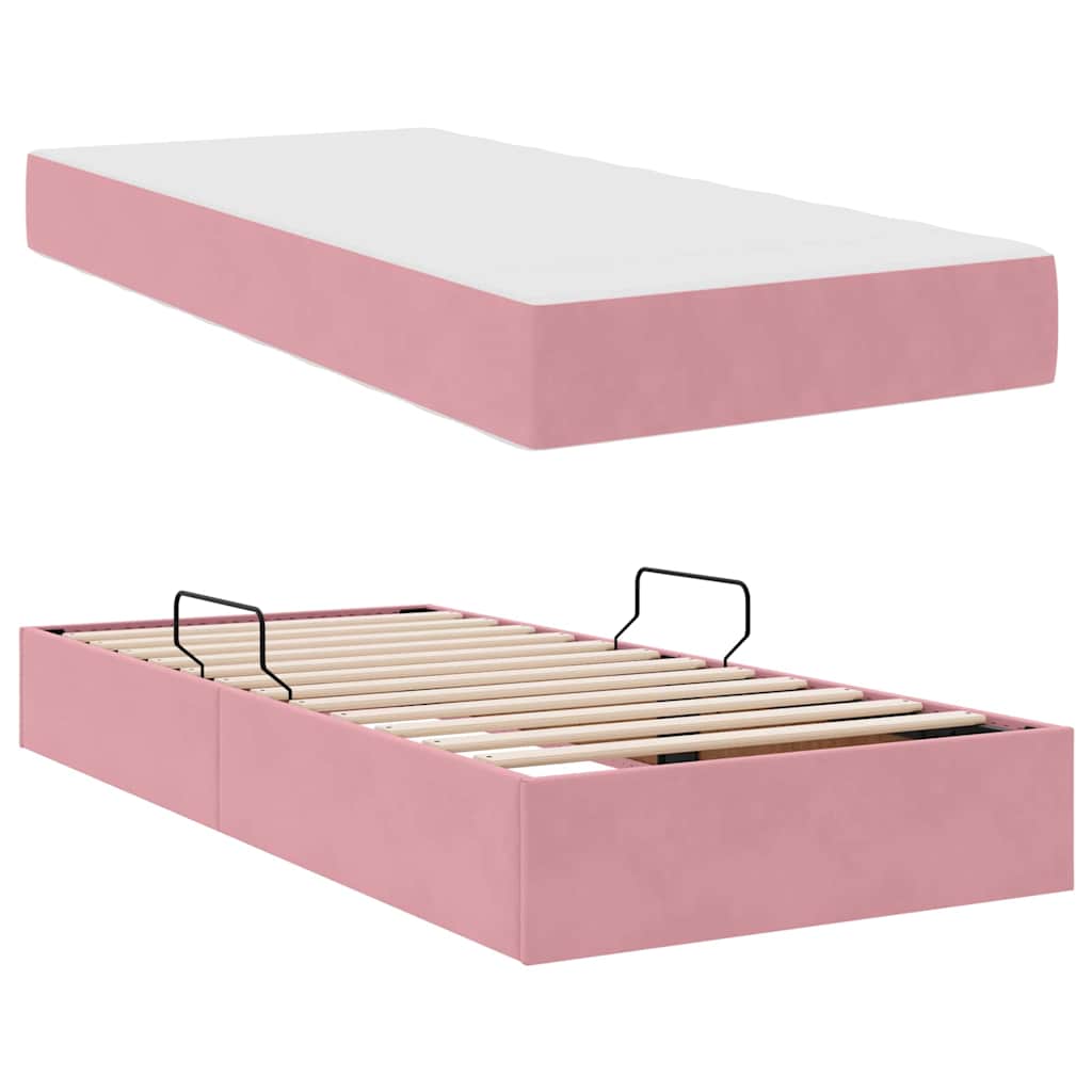 Letto con contenitore e materasso Rosa 100 x 200 cm Velluto | homemem39