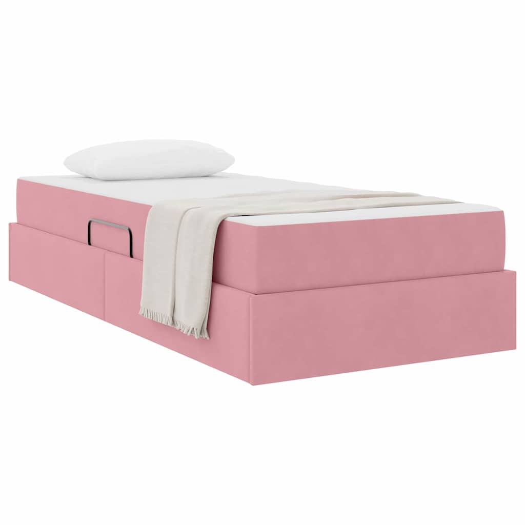 Letto con contenitore e materasso Rosa 100 x 200 cm Velluto | homemem39