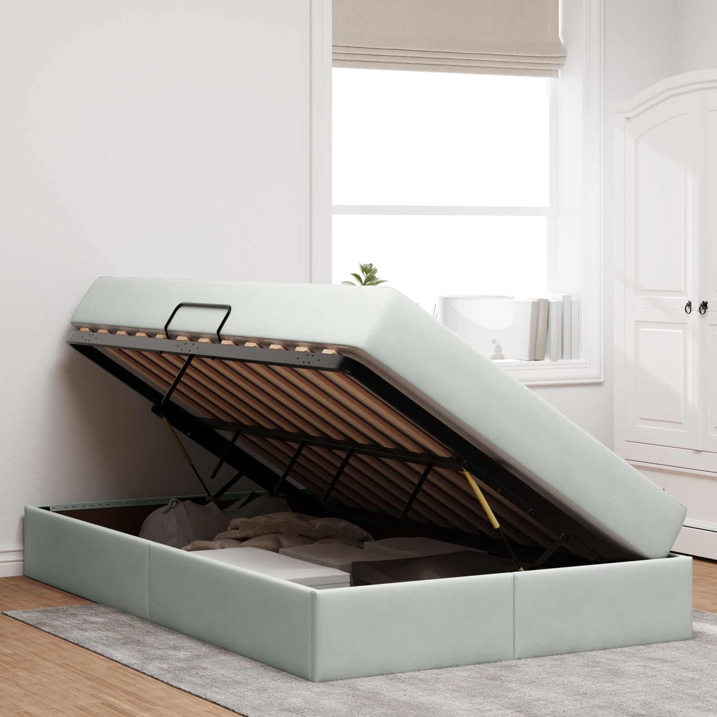 Letto con contenitore e materasso Grigio chiaro 120 x 190 cm | homemem39