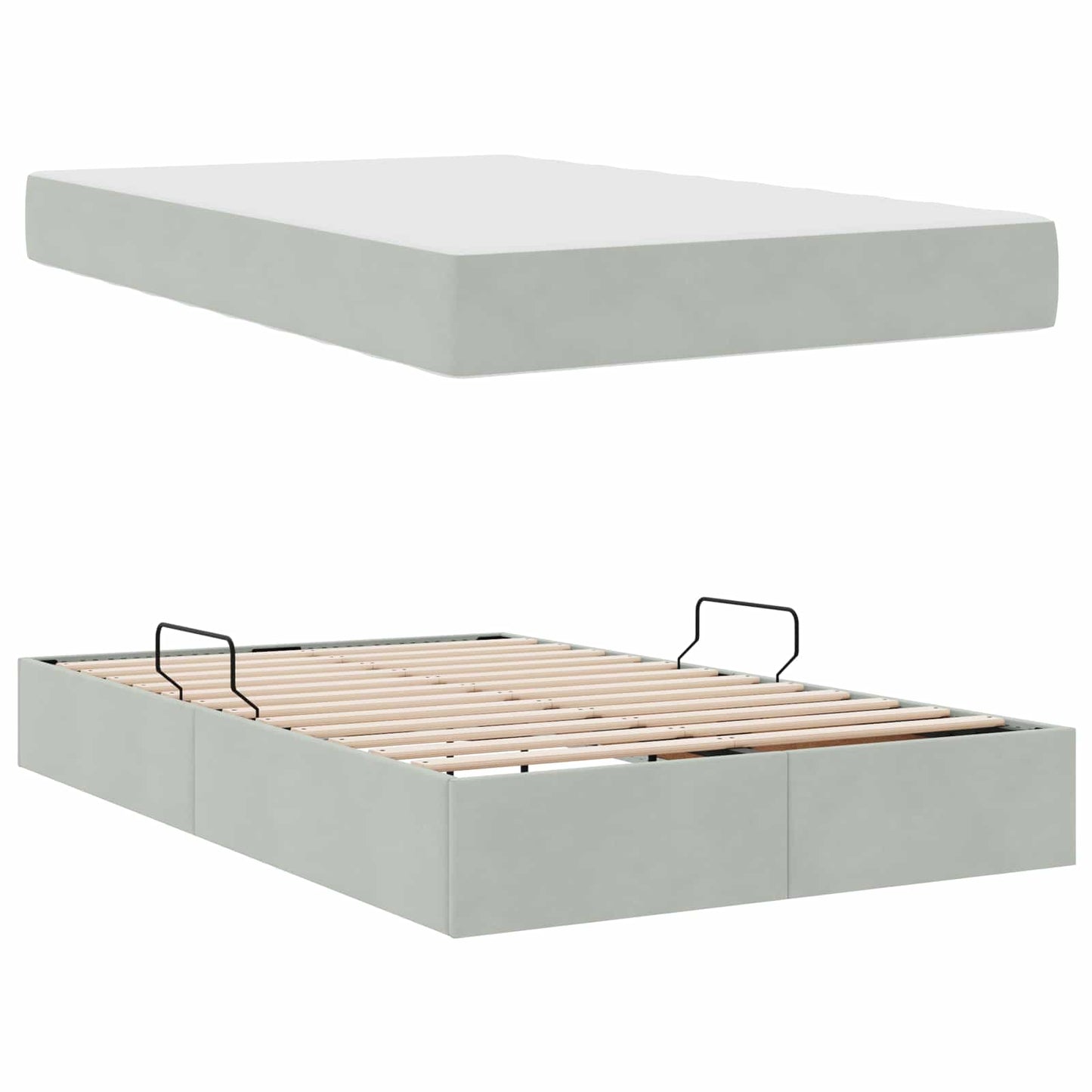 Letto con contenitore e materasso Grigio chiaro 120 x 190 cm | homemem39