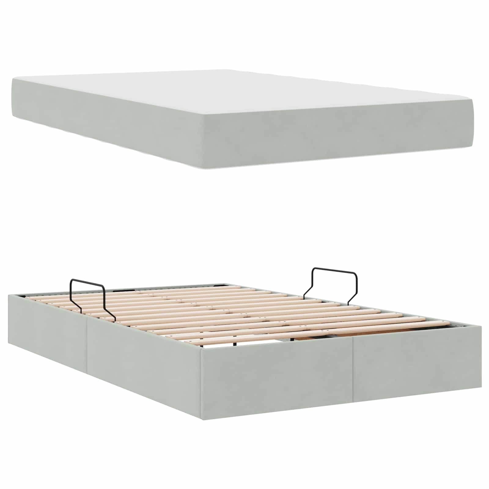 Letto con contenitore e materasso Grigio chiaro 120 x 190 cm | homemem39