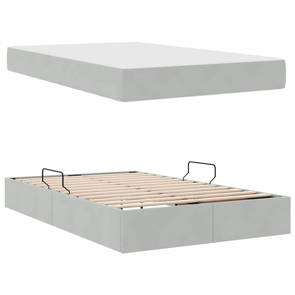 Letto con contenitore e materasso Grigio chiaro 120 x 200 cm | homemem39