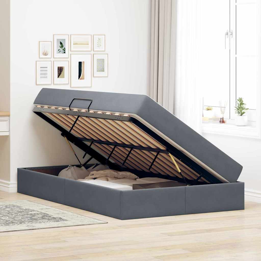 Letto con contenitore e materasso Grigio scuro 120 x 200 cm | homemem39