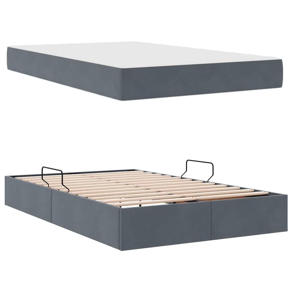 Letto con contenitore e materasso Grigio scuro 120 x 200 cm | homemem39
