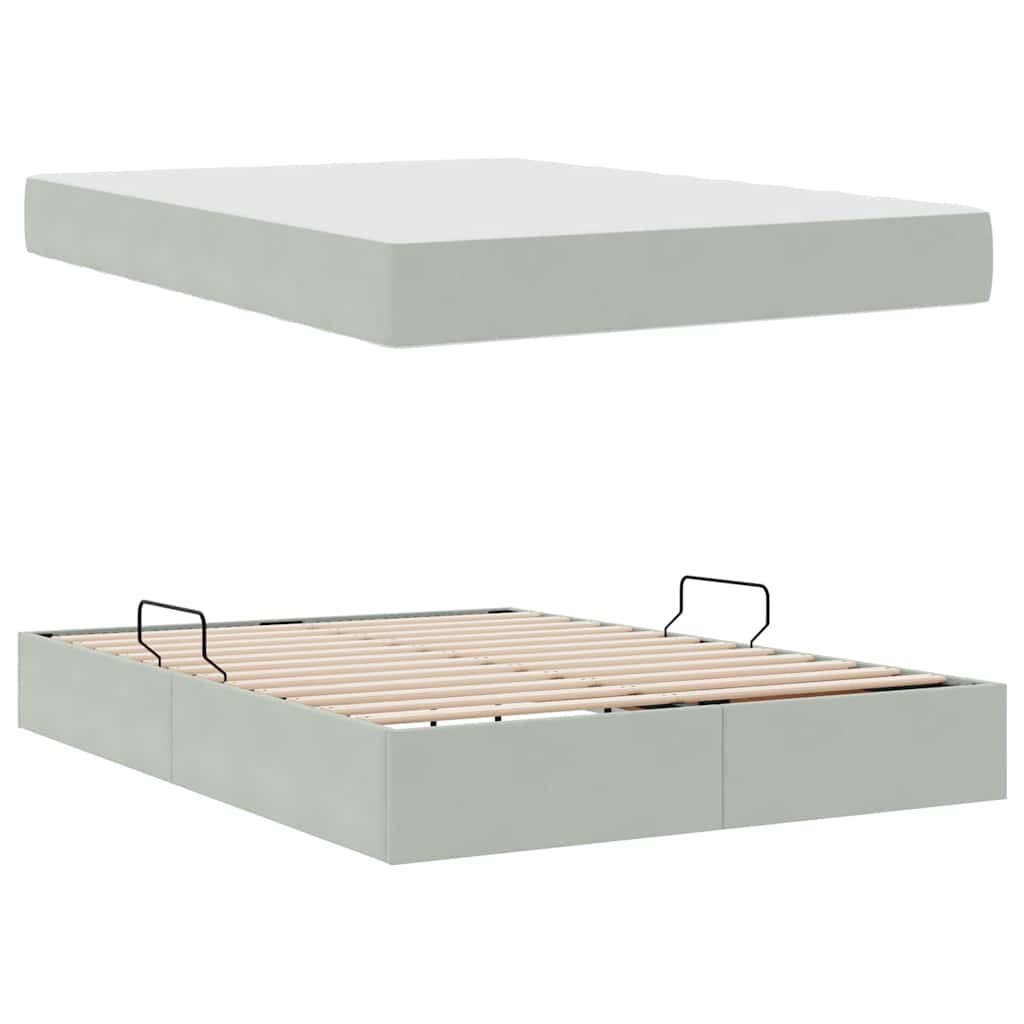 Letto con contenitore e materasso Grigio chiaro 140 x 190 cm | homemem39