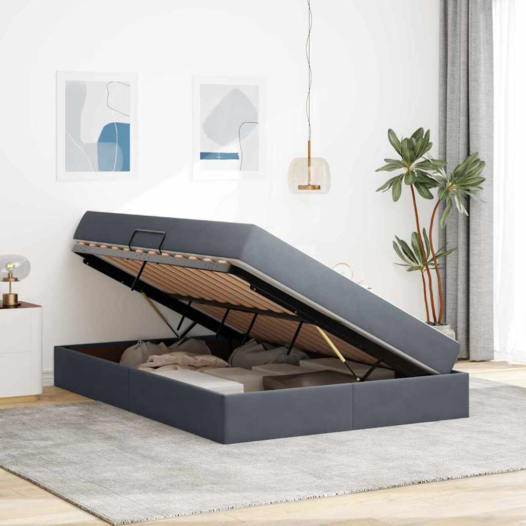 Letto con contenitore e materasso Grigio scuro 140 x 190 cm | homemem39