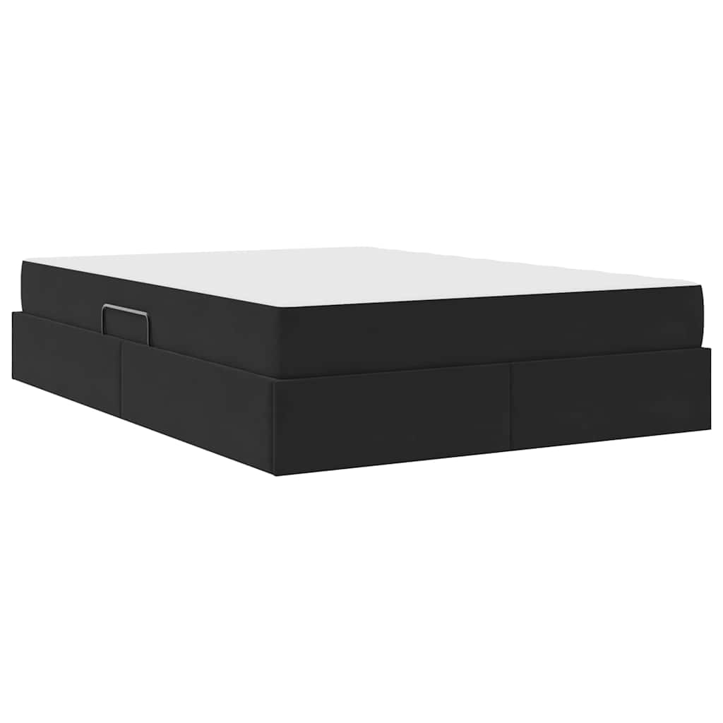 Letto con contenitore e materasso Nero 140 x 190 cm Velluto | homemem39