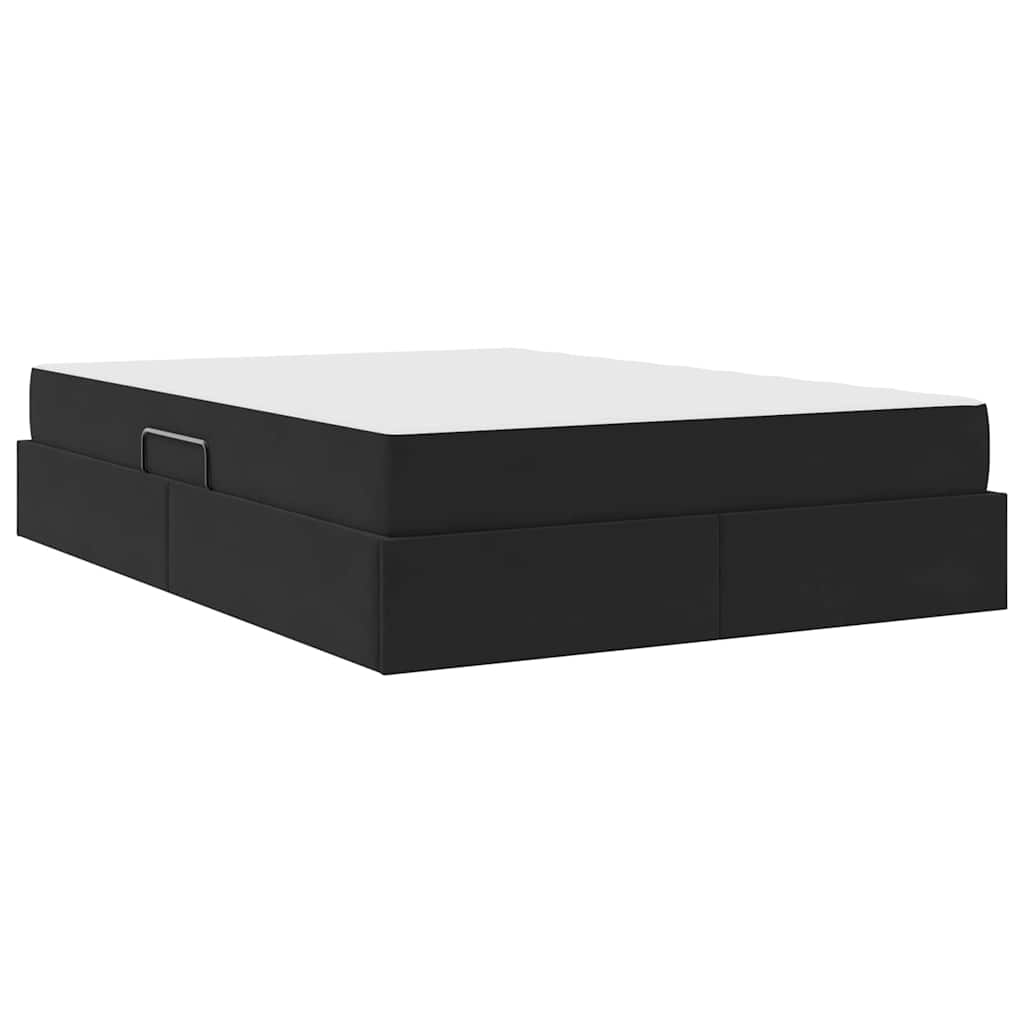Letto con contenitore e materasso Nero 140 x 190 cm Velluto | homemem39