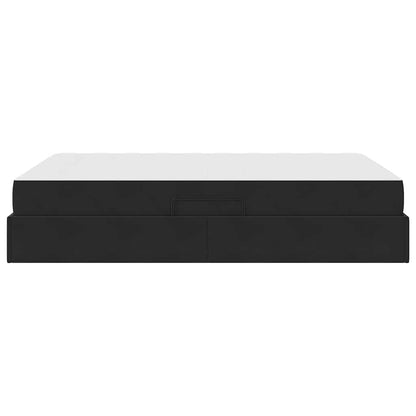 Letto con contenitore e materasso Nero 140 x 190 cm Velluto | homemem39