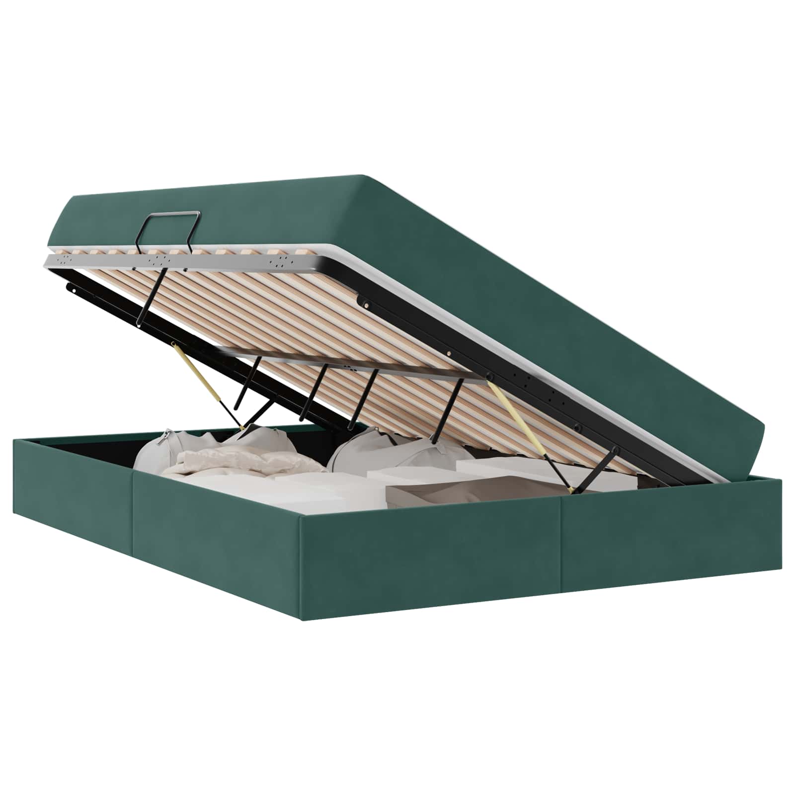 Letto con contenitore e materasso Verde Scuro 140 x 190 cm | homemem39
