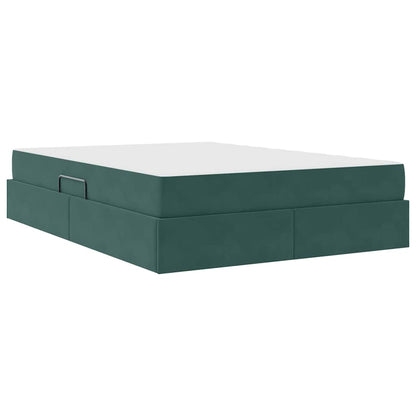 Letto con contenitore e materasso Verde Scuro 140 x 190 cm | homemem39