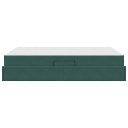 Letto con contenitore e materasso Verde Scuro 140 x 190 cm | homemem39