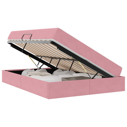 Letto con contenitore e materasso Rosa 140 x 190 cm Velluto | homemem39