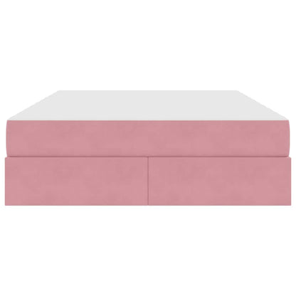 Letto con contenitore e materasso Rosa 140 x 190 cm Velluto | homemem39