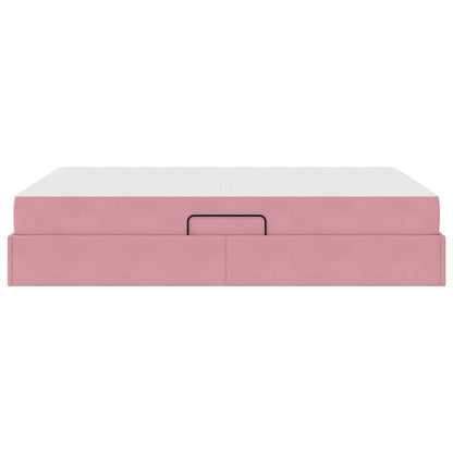 Letto con contenitore e materasso Rosa 140 x 190 cm Velluto | homemem39