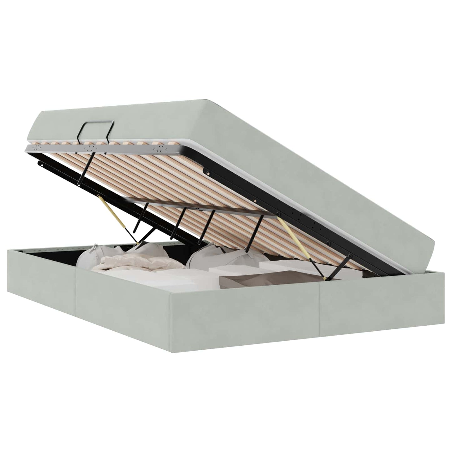 Letto con contenitore e materasso Grigio chiaro 140 x 200 cm | homemem39
