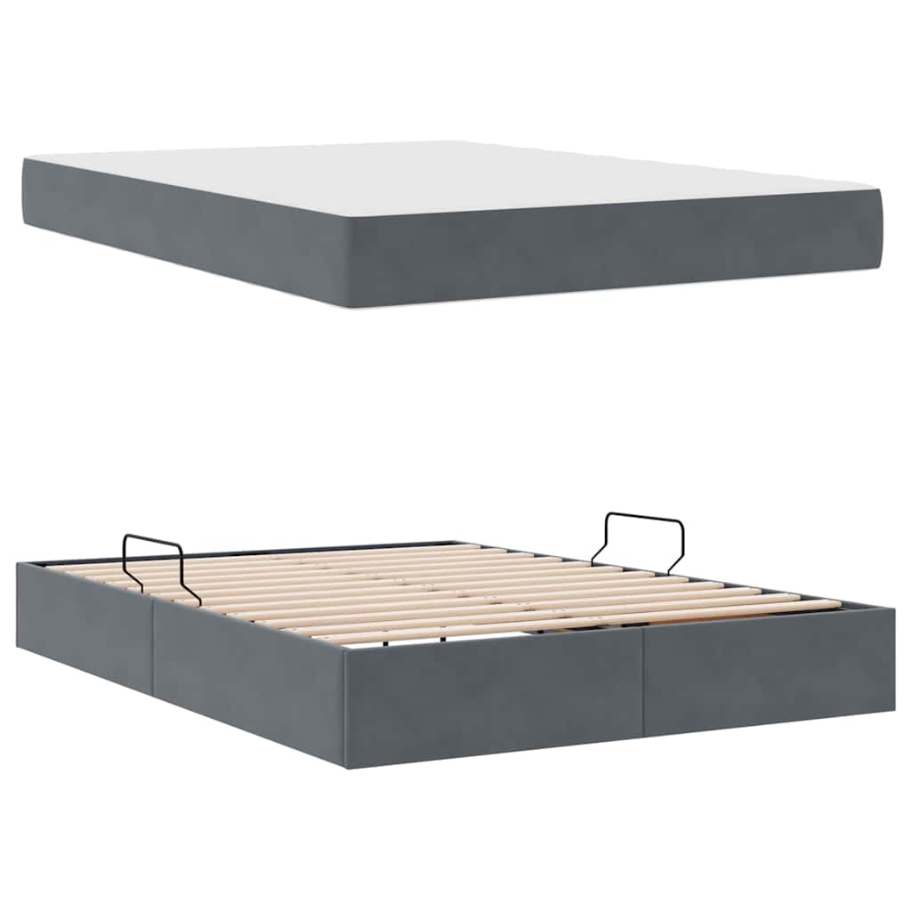 Letto con contenitore e materasso Grigio scuro 140 x 200 cm | homemem39
