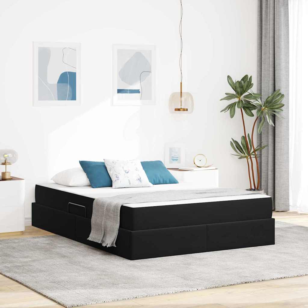 Letto con contenitore e materasso Nero 140 x 200 cm Velluto | homemem39
