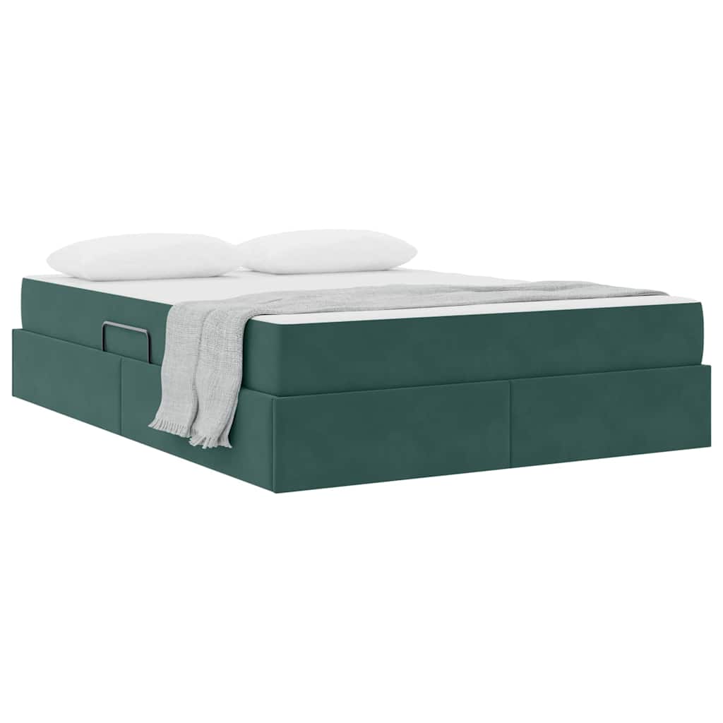 Letto con contenitore e materasso Verde Scuro 140 x 200 cm | homemem39