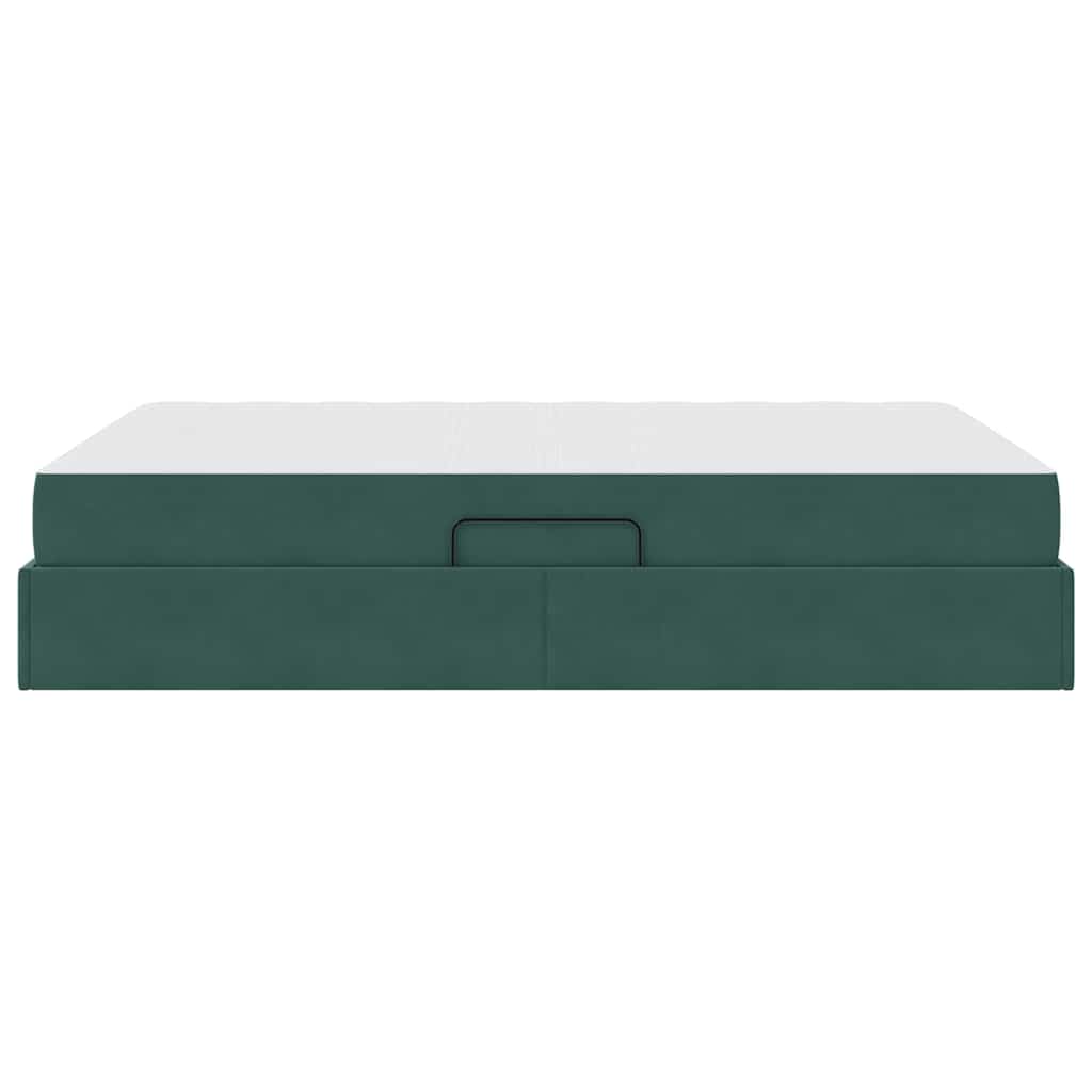 Letto con contenitore e materasso Verde Scuro 140 x 200 cm | homemem39