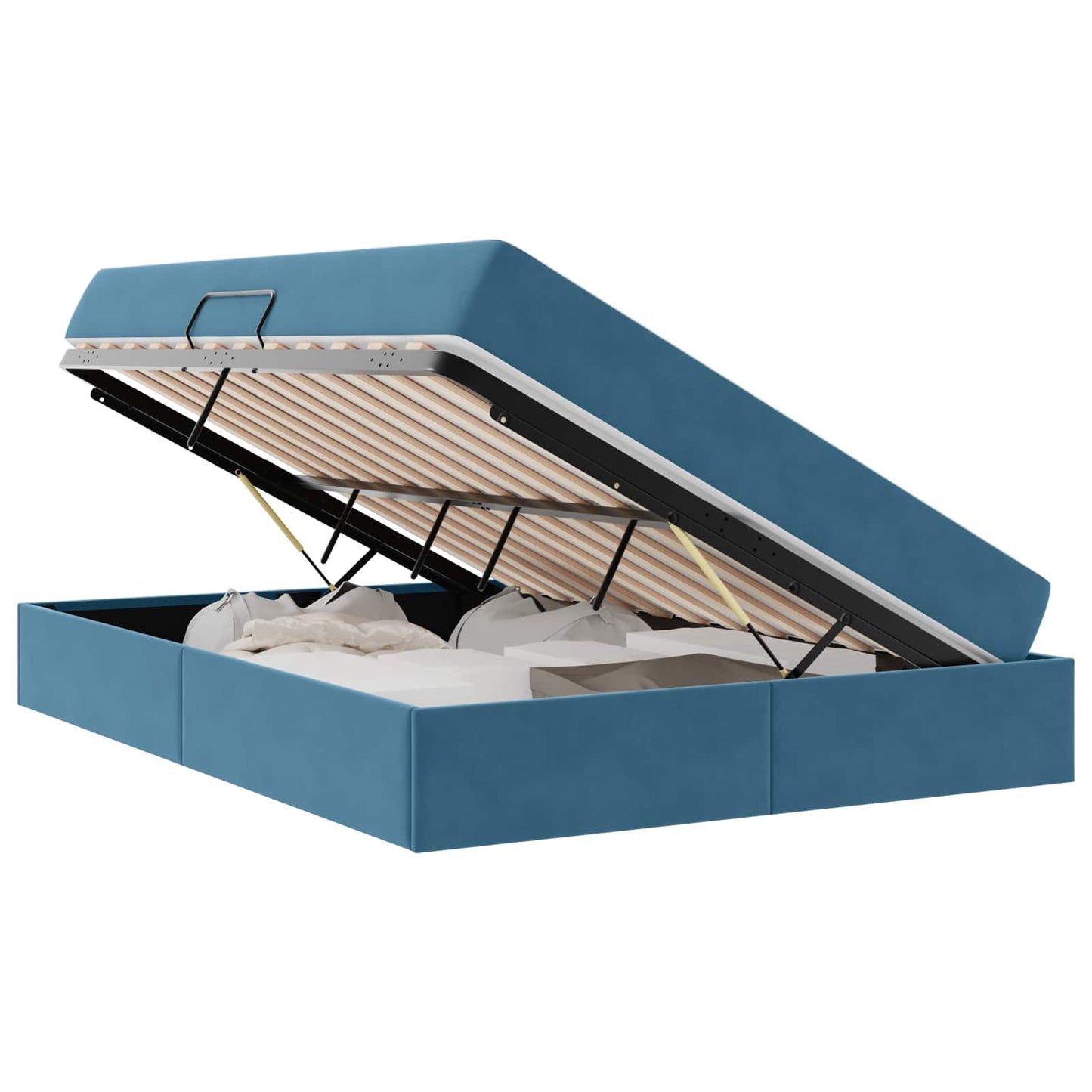 Letto con contenitore e materasso Blu Scuro 140 x 200 cm | homemem39