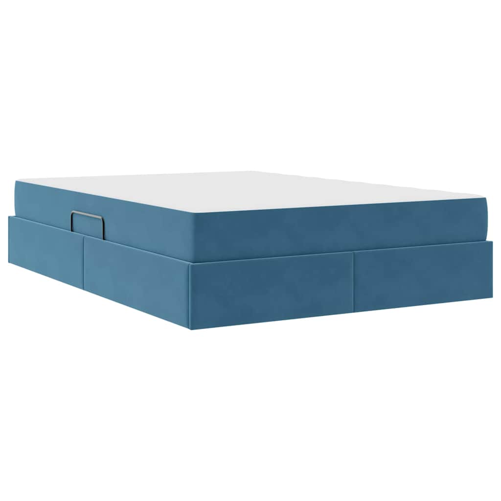 Letto con contenitore e materasso Blu Scuro 140 x 200 cm | homemem39
