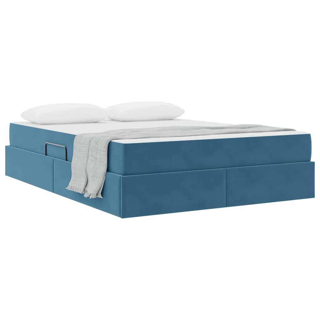 Letto con contenitore e materasso Blu Scuro 140 x 200 cm | homemem39