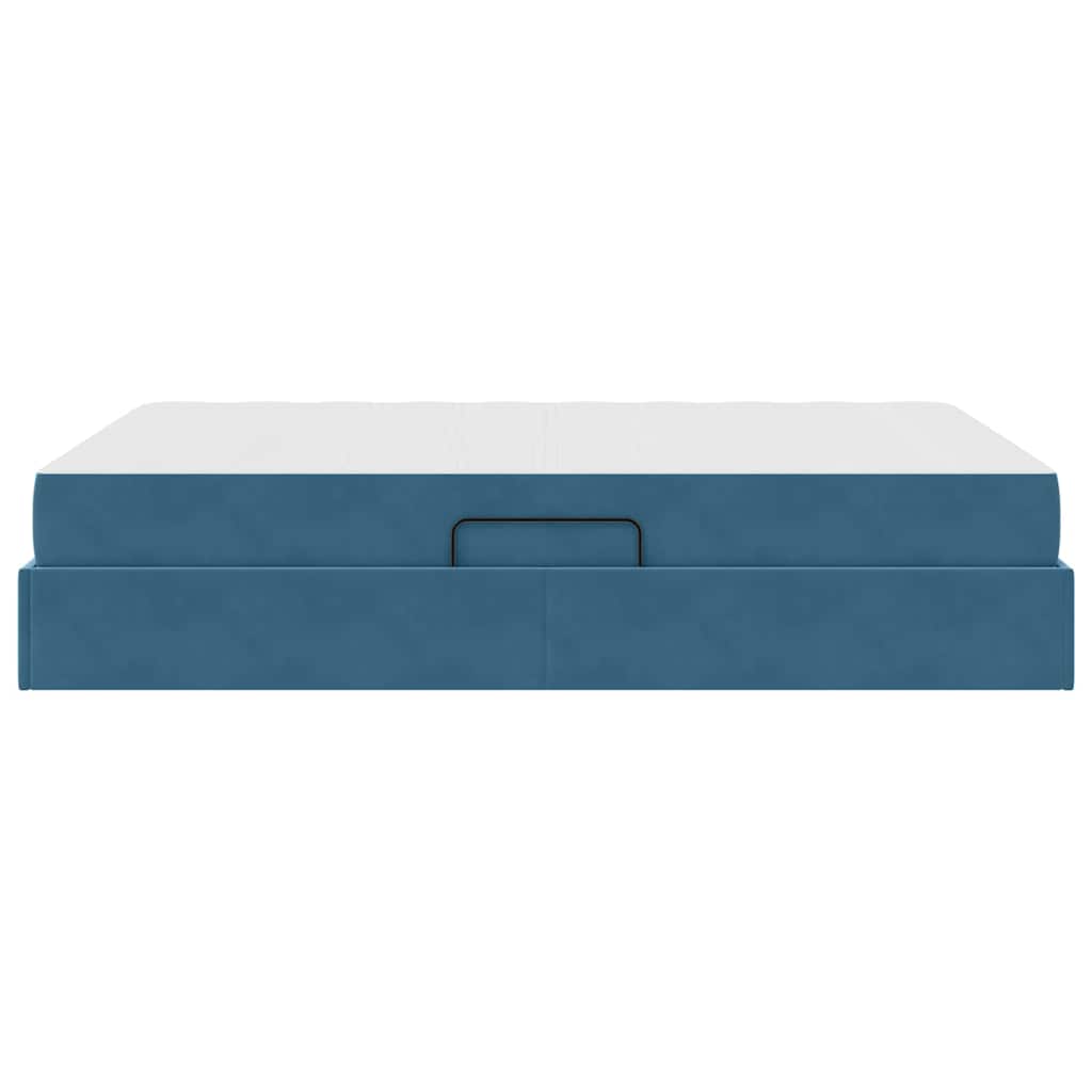 Letto con contenitore e materasso Blu Scuro 140 x 200 cm | homemem39