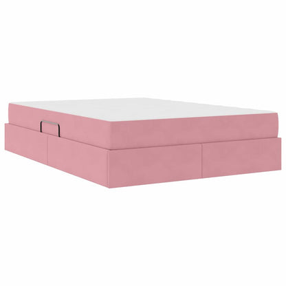 Letto con contenitore e materasso Rosa 140 x 200 cm Velluto | homemem39