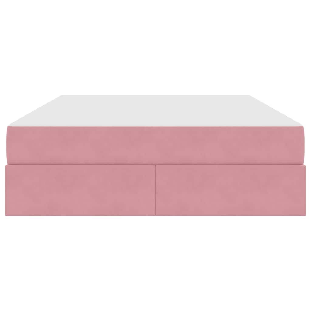 Letto con contenitore e materasso Rosa 140 x 200 cm Velluto | homemem39