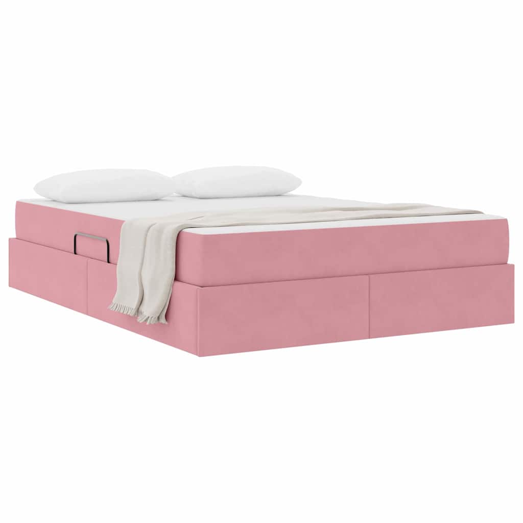 Letto con contenitore e materasso Rosa 140 x 200 cm Velluto | homemem39