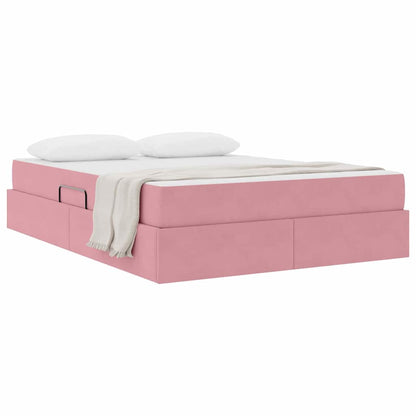 Letto con contenitore e materasso Rosa 140 x 200 cm Velluto | homemem39