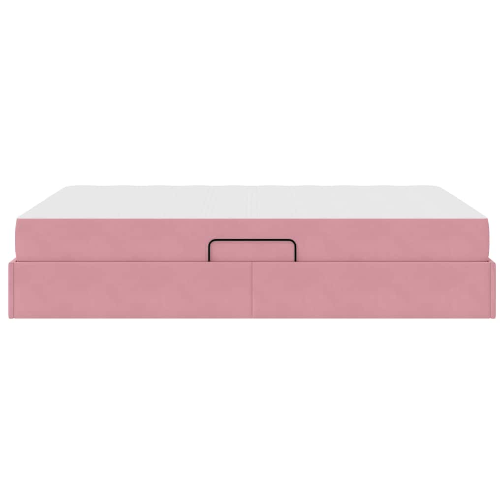 Letto con contenitore e materasso Rosa 140 x 200 cm Velluto | homemem39