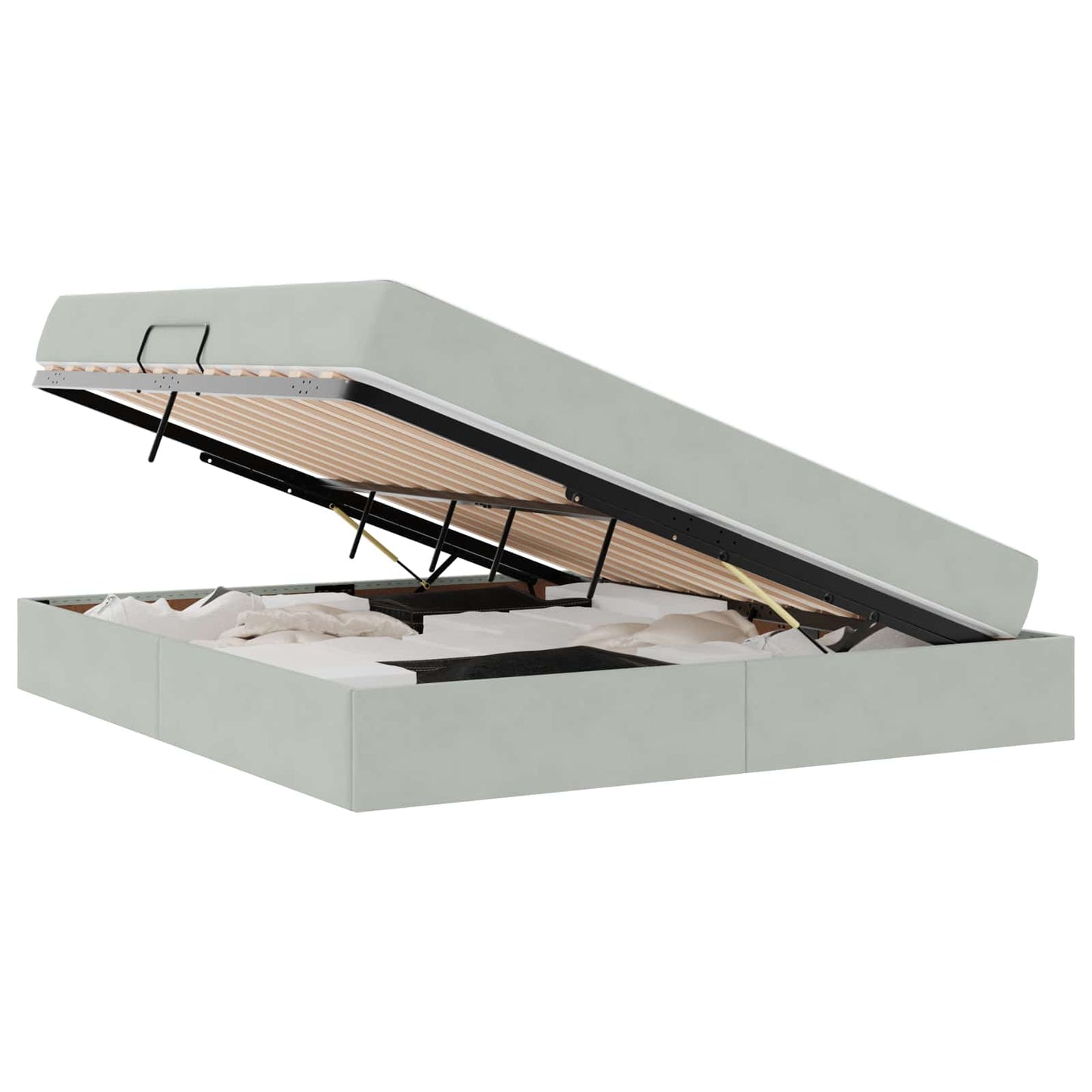Letto con contenitore e materasso Grigio chiaro 160 x 200 cm | homemem39
