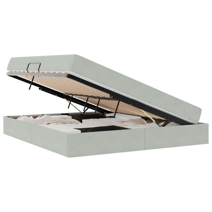 Letto con contenitore e materasso Grigio chiaro 160 x 200 cm | homemem39