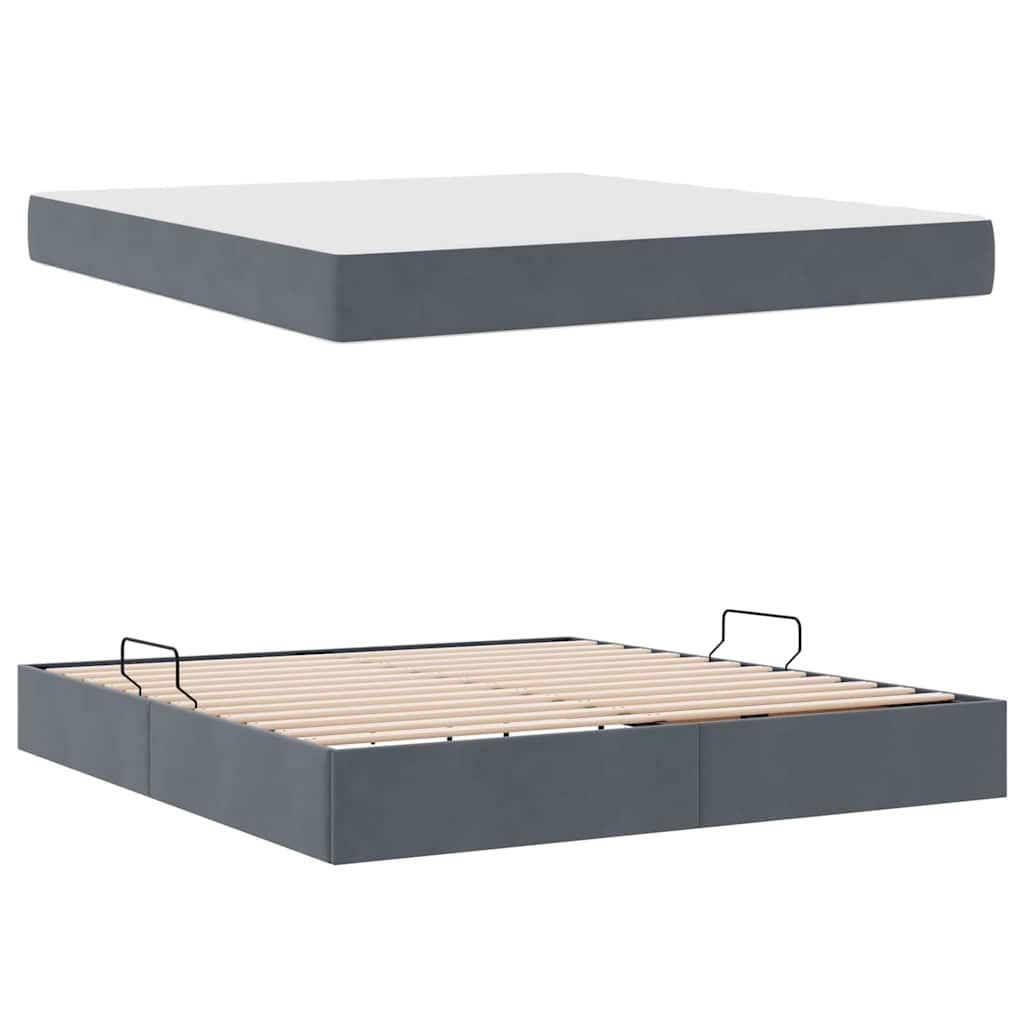 Letto con contenitore e materasso Grigio scuro 160 x 200 cm | homemem39