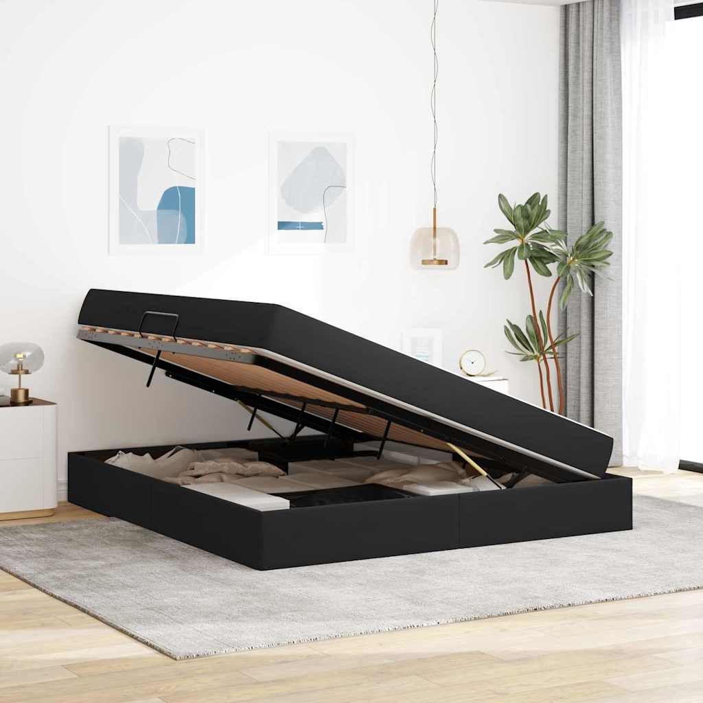 Letto con contenitore e materasso Nero 160 x 200 cm Velluto | homemem39