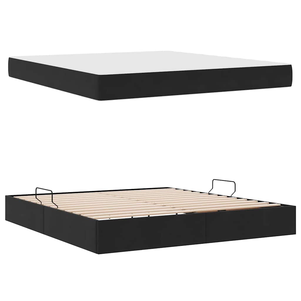 Letto con contenitore e materasso Nero 160 x 200 cm Velluto | homemem39