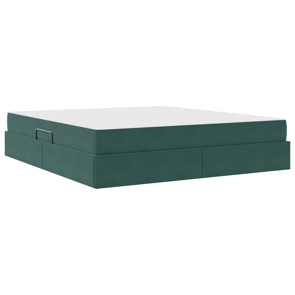 Letto con contenitore e materasso Verde Scuro 160 x 200 cm | homemem39